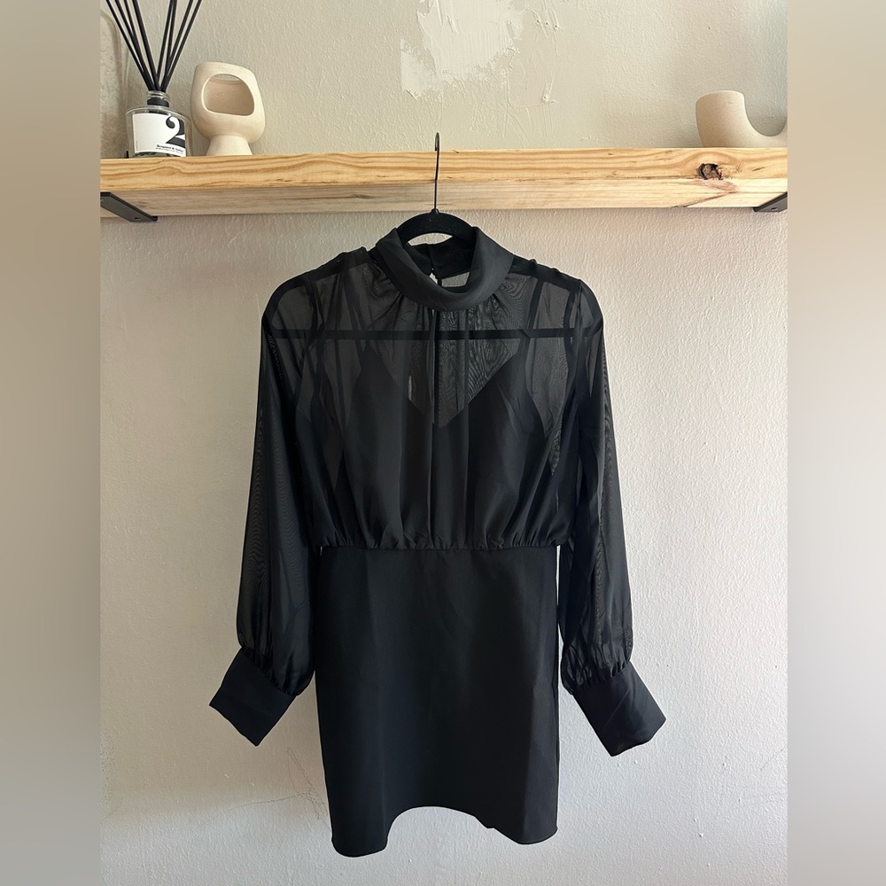 Sheer Moc neck dress